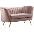 Pemberly Row Contemporary Pink Velvet Loveseat with Sturdy Stainless Steel Legs