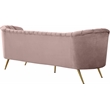 Pemberly Row Contemporary Pink Velvet Sofa with Sturdy Stainless Steel Legs
