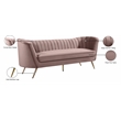 Pemberly Row Contemporary Pink Velvet Sofa with Sturdy Stainless Steel Legs