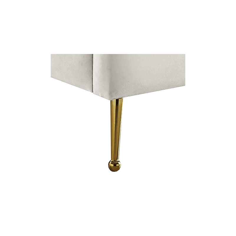 Pemberly Row Modern Solid Wood and Tufted Velvet Twin Bed in Cream