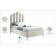 Pemberly Row Modern Solid Wood and Tufted Velvet Twin Bed in Cream