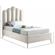 Pemberly Row Modern Solid Wood and Tufted Velvet Twin Bed in Cream