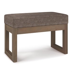 Pemberly Row 26&quot Wide Tweed Fabric Small Entryway Bench in Mink Brown