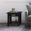 Pemberly Row Solid Wood Wide End Table with Storage in Black