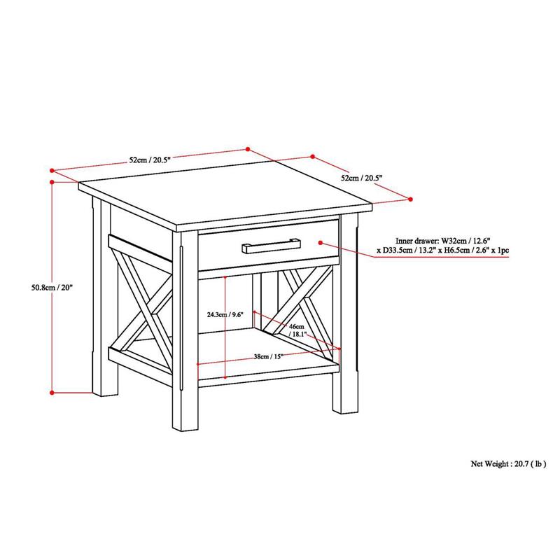 Pemberly Row Solid Wood Wide End Table with Storage in Black