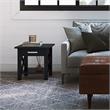 Pemberly Row Solid Wood Wide End Table with Storage in Black