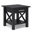 Pemberly Row Solid Wood Wide End Table with Storage in Black