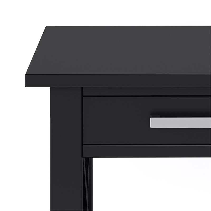 Pemberly Row Solid Wood Wide End Table with Storage in Black