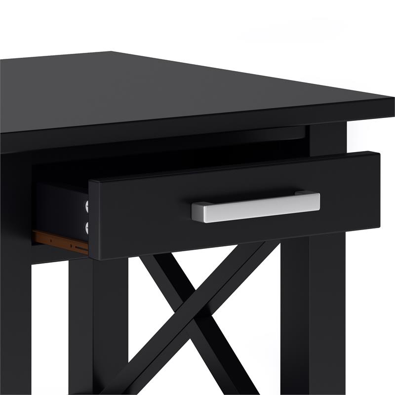 Pemberly Row Solid Wood Wide End Table with Storage in Black
