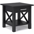 Pemberly Row Solid Wood Wide End Table with Storage in Black