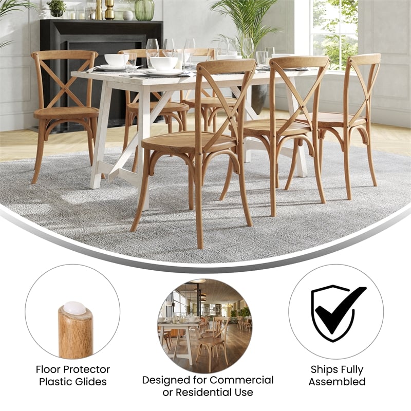 Pemberly Row Contemporary X-Back Chair In Light Brown Finish