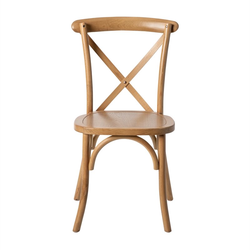 Pemberly Row Contemporary X-Back Chair In Light Brown Finish