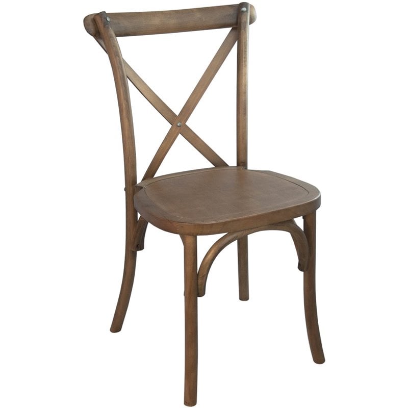 Pemberly Row Contemporary X-Back Chair In Light Brown Finish