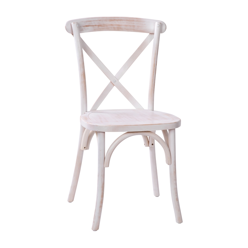 Pemberly Row Contemporary Wood X-Back Chair In Lime Wash Finsih