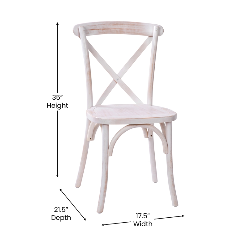 Pemberly Row Contemporary Wood X-Back Chair In Lime Wash Finsih