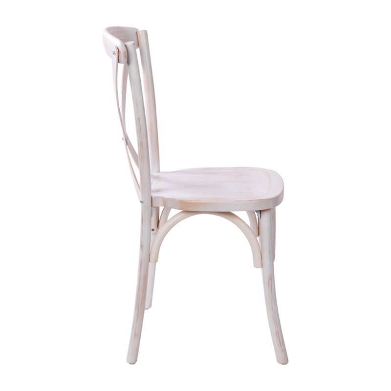 Pemberly Row Contemporary Wood X-Back Chair In Lime Wash Finsih
