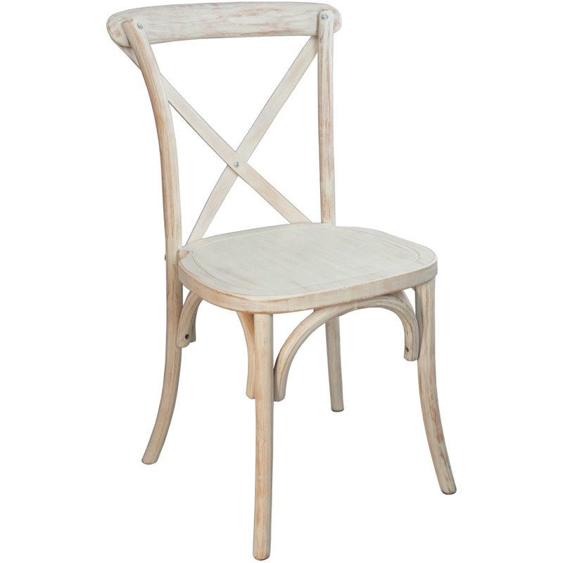 Pemberly Row Contemporary Wood X-Back Chair In Lime Wash Finsih