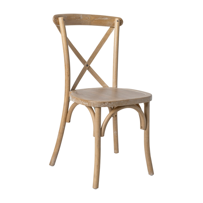 Pemberly Row Contemporary X-Back Chair In Natural White Grain