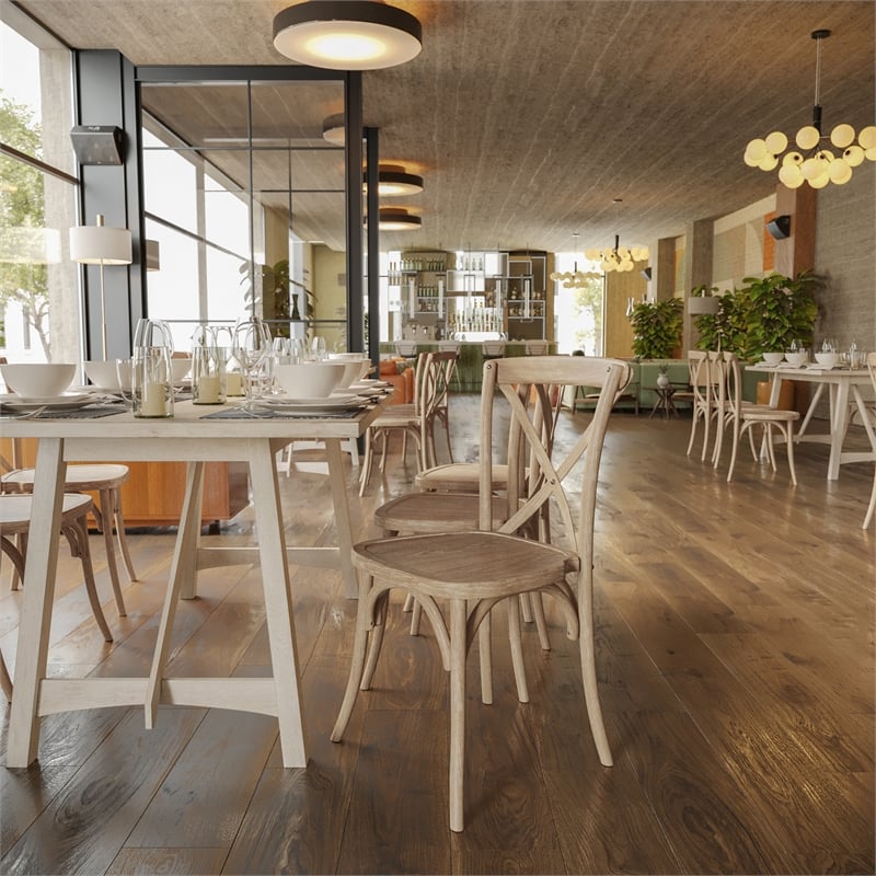 Pemberly Row Contemporary X-Back Chair In Natural White Grain