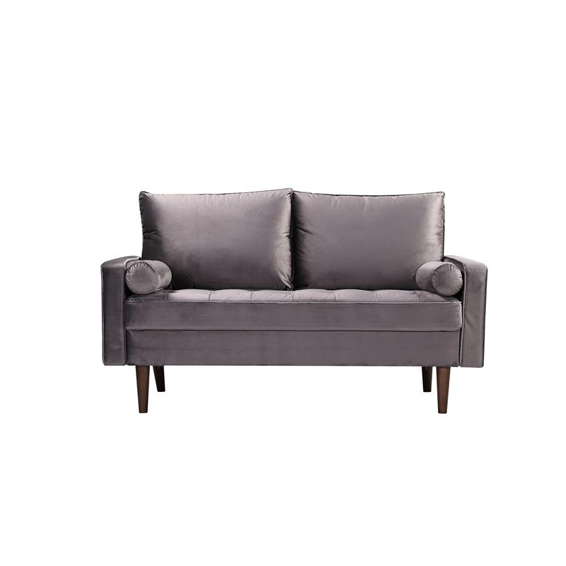 Pemberly Row Modern Velvet Genoa living room Loveseat in Gray