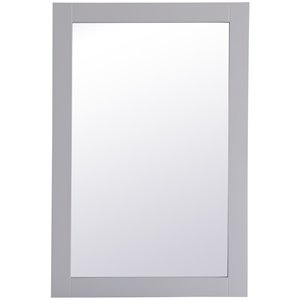 Pemberly Row Modern 36&quot x 24&quot Wood Frame Bathroom Mirror in Gray