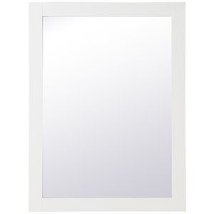 Pemberly Row Modern 36&quot x 27&quot Wood Frame Bathroom Mirror in White