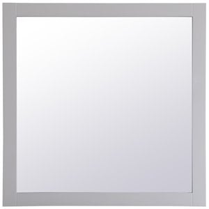 Pemberly Row Modern 36&quot Square Wood Frame Bathroom Mirror in Gray