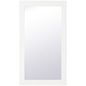 Pemberly Row Modern 32&quot x 18&quot Wood Frame Bathroom Mirror in White