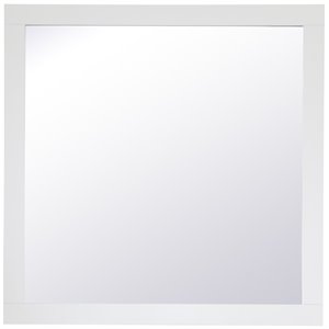 Pemberly Row Modern 36&quot Square Wood Frame Bathroom Mirror in White