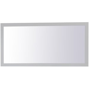 Pemberly Row Modern 36&quot x 72&quot Wood Frame Bathroom Mirror in Gray