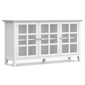Pemberly Row Solid Wood 62 &quot Transitional Storage Cabinet in White
