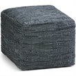 Pemberly Row Modern Boho Square Pouf in Gray Woven Genuine Leather