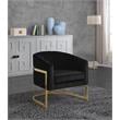 Pemberly Row Black Velvet Accent Chair with Stainless Steel Base