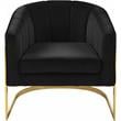 Pemberly Row Black Velvet Accent Chair with Stainless Steel Base