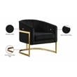 Pemberly Row Black Velvet Accent Chair with Stainless Steel Base
