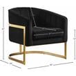 Pemberly Row Black Velvet Accent Chair with Stainless Steel Base