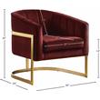 Pemberly Row Modern Burgundy Velvet Accent Chair with Gold Base