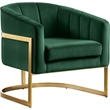 Pemberly Row Green Velvet Accent Chair with Stainless Steel Base