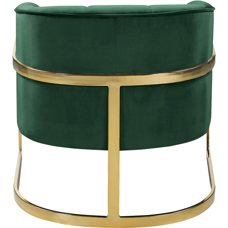 Pemberly Row Green Velvet Accent Chair with Stainless Steel Base