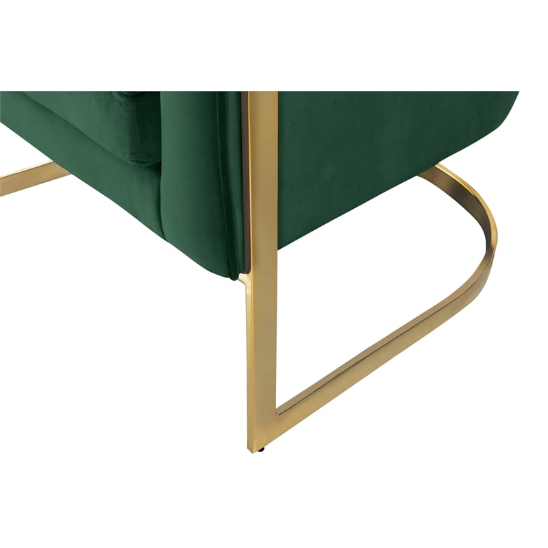 Pemberly Row Green Velvet Accent Chair with Stainless Steel Base