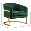 Pemberly Row Green Velvet Accent Chair with Stainless Steel Base
