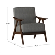 Pemberly Row Contemporary Upholstered Accent Chair in Gray Finish