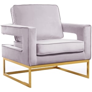 Pemberly Row Modern Pink Velvet Accent Chair with Gold Iron Base