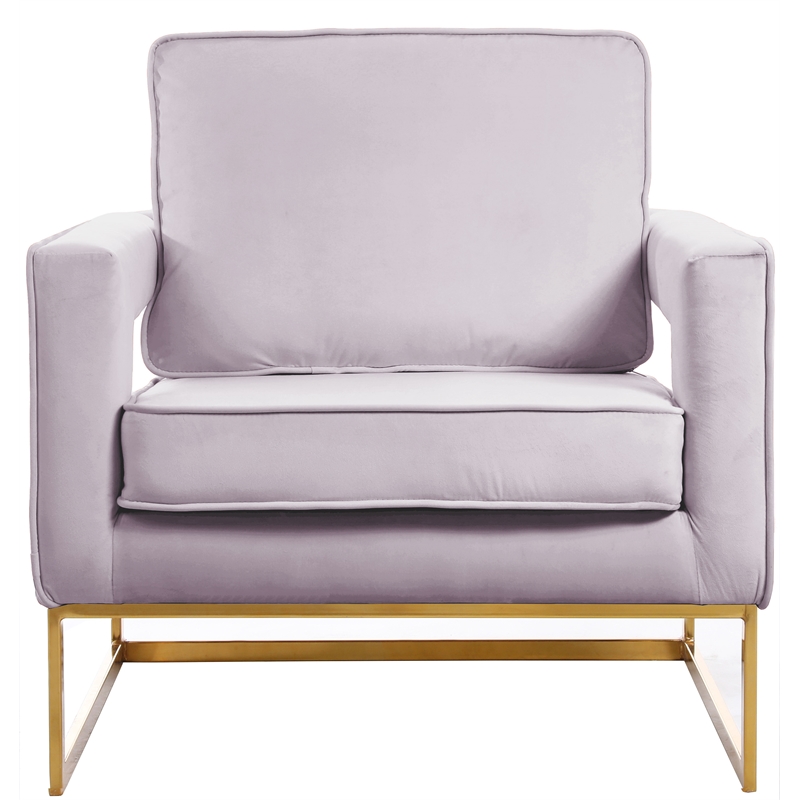 Pemberly Row Modern Pink Velvet Accent Chair with Gold Iron Base