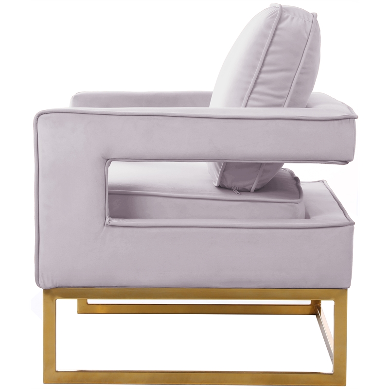 Pemberly Row Modern Pink Velvet Accent Chair with Gold Iron Base