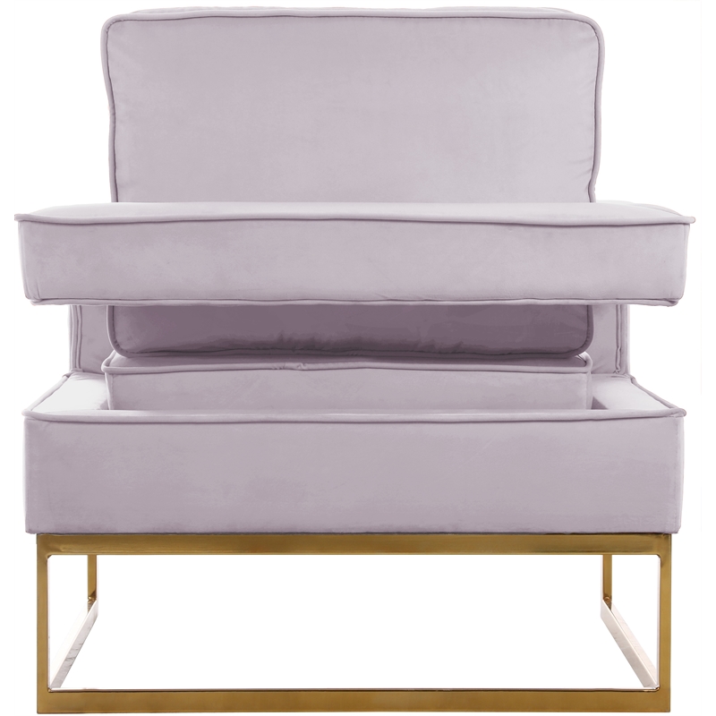 Pemberly Row Modern Pink Velvet Accent Chair with Gold Iron Base