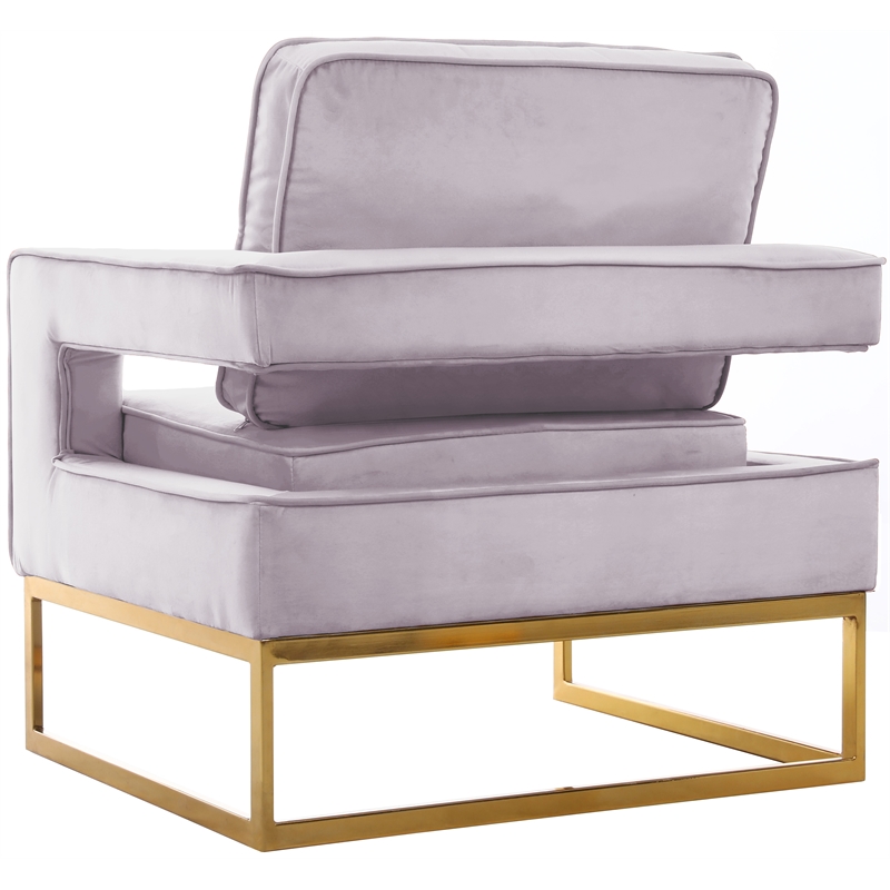 Pemberly Row Modern Pink Velvet Accent Chair with Gold Iron Base