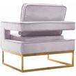 Pemberly Row Modern Pink Velvet Accent Chair with Gold Iron Base