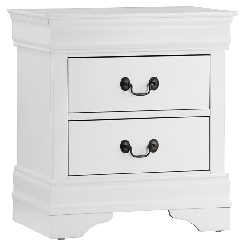 Pemberly Row Traditional 2-Drawer Wood Nightstand in White Finish