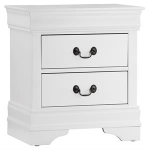 Pemberly Row Traditional 2-Drawer Wood Nightstand in White Finish